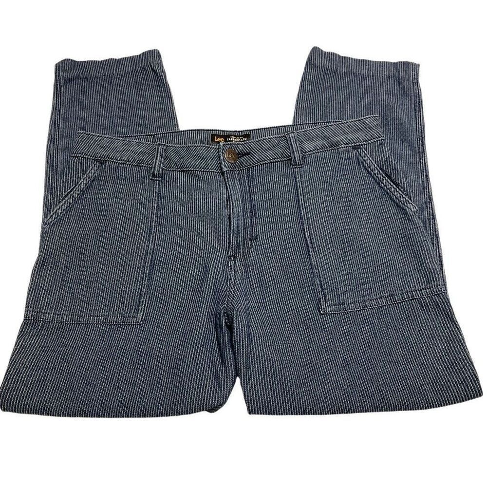 LEE Regular Fit Tapered Leg Pin Stripe Patch Pocket Jeans! 33”. Retro - Picture 3 of 11